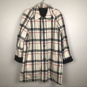 Pendleton Reversible Trench Coat Black Beige Plaid NovaCheck  L